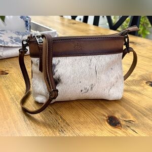 STS Ranchwear Brown Leather & White Hair-On-Hide Crossbody